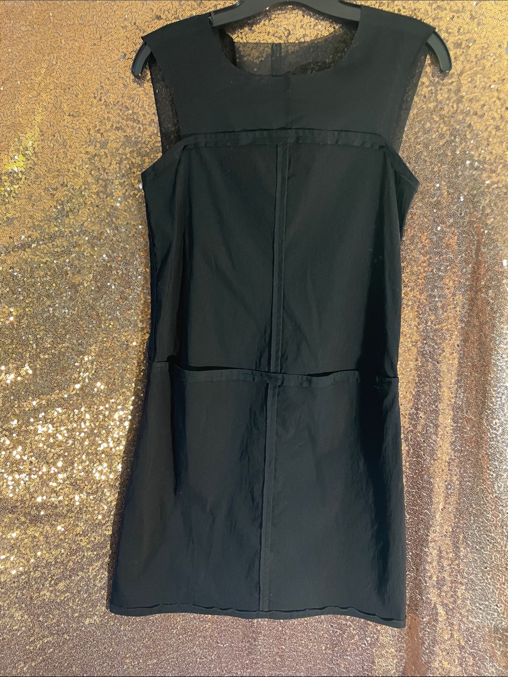 Classic Minimalist Black Sleeveless Midi Very Unique DesignDress sz 8